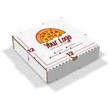 White Pizza Boxes with Custom Logo printed on top