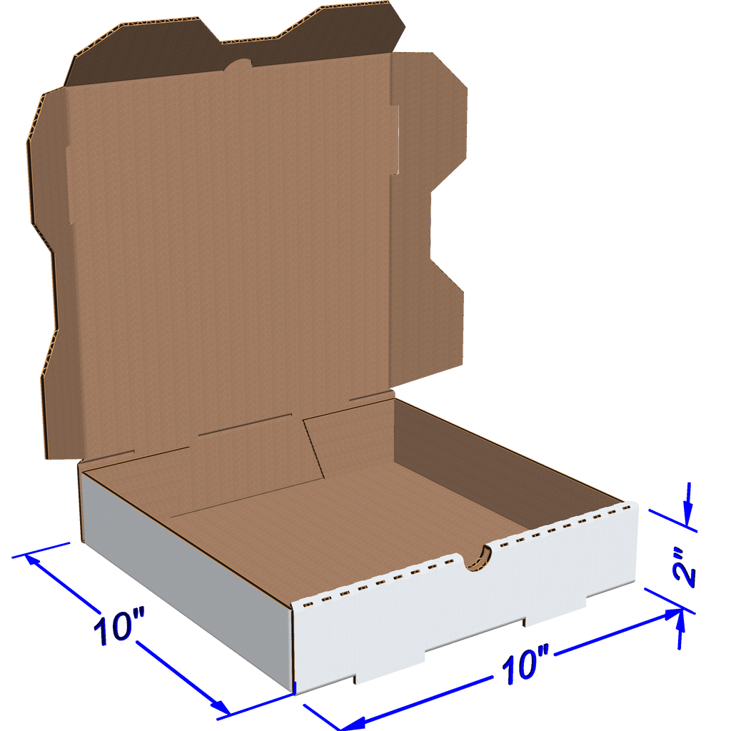 White Pizza Boxes with Custom Logo printed on top CARTONBAR