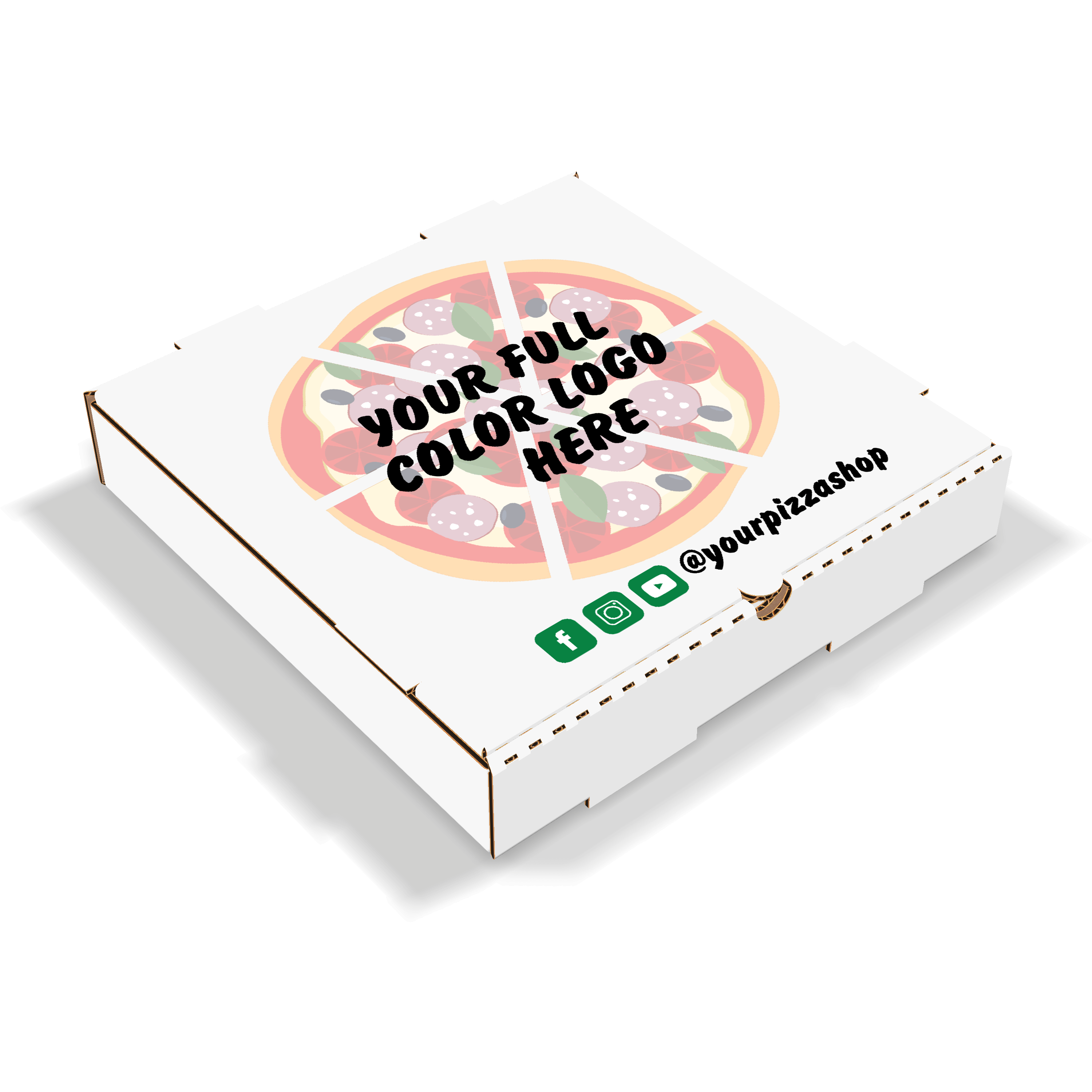 White Pizza Boxes with Custom Logo printed on top CARTONBAR