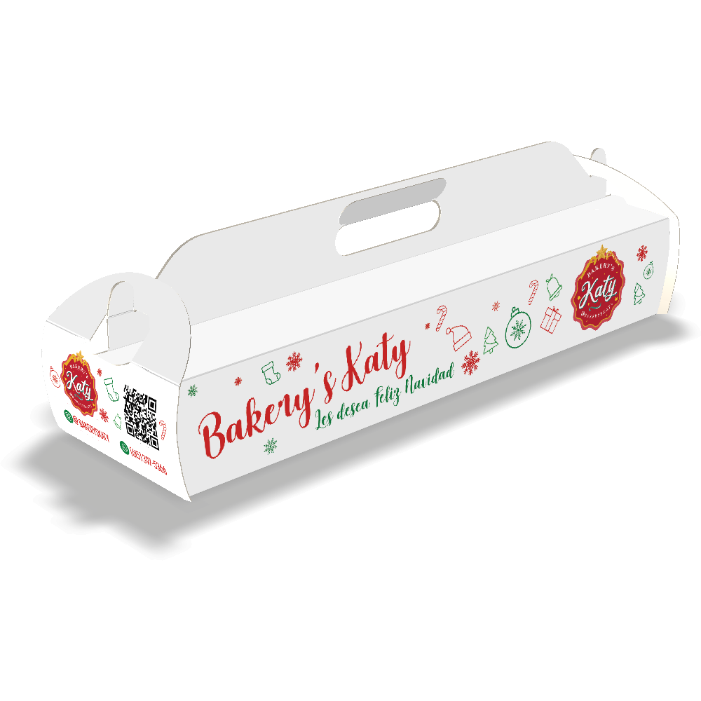 Caja para Pan de Jamón Personalizable con Logos y Social Media (Diseño Feliz Navidad) 