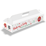 Caja para Pan de Jamón Personalizable con Logos y Social Media (Diseño Feliz Navidad) 