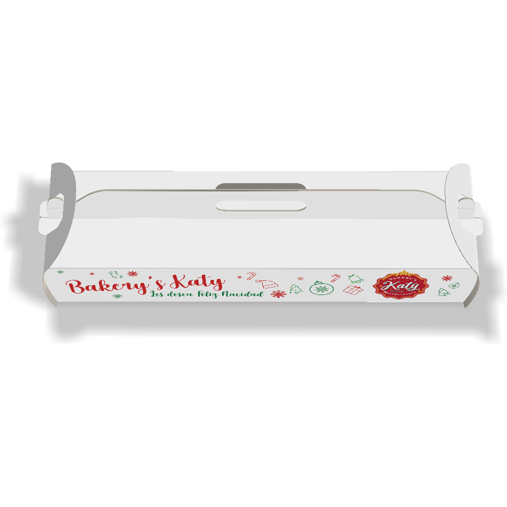 Caja para Pan de Jamón Personalizable con Logos y Social Media (Diseño Feliz Navidad) 